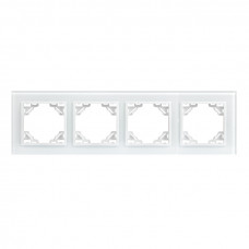 Минск Рамка 4-местная стеклянная белая EKF Basic