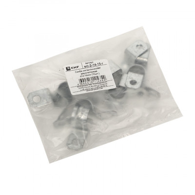 Фотография Скоба металлическая двухлапковая d14-15 мм (10 шт) EKF PROxima, артикул sm-2-14-15-r