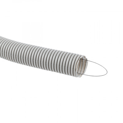 Фотография Труба гофрированная ПВХ с протяжкой d40 мм (15 м) серая EKF-Plast, артикул tg-z-40