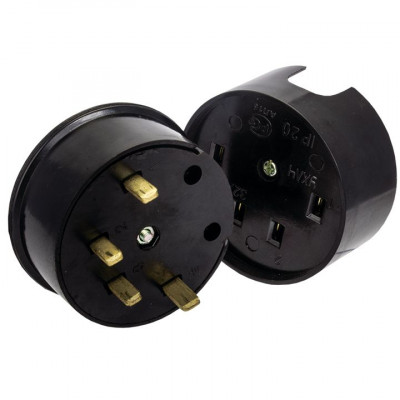 Фотография Разъем РШ-ВШ 32А 380В 3P+PE (ОУ) карболитовый черный EKF PROxima, артикул AS-380-O-04