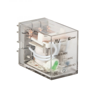 Фотография Реле промежуточное RPA 22/3 6A 24В DC EKF AVERES, артикул rpa-22-3-24DC
