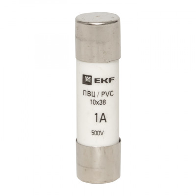Фотография Плавкая вставка цилиндрическая ПВЦ (10х38)   1А EKF PROxima, артикул pvc-10x38-1