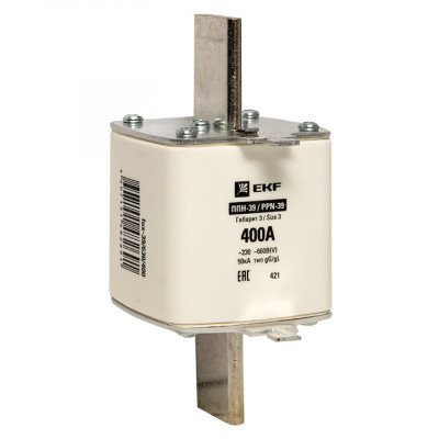 Фотография Плавкая вставка ППН-39 630/400А габарит 3 EKF PROxima, артикул fus-39/630/400