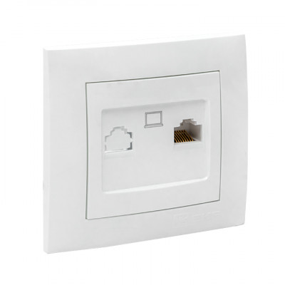 Фотография Валенсия розетка компьютерная RJ-45 1-местная белая EKF PROxima, артикул EWK01-035-10