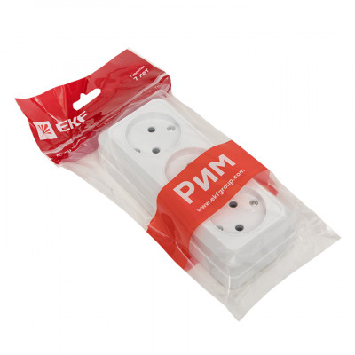 Фотография Рим Розетка 3-местная 10А без заземления  белая EKF, артикул ENR10-202-10