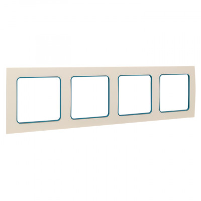 Фотография Стокгольм Рамка 4-местная белая с линией цвета синий EKF PROxima, артикул EAM-G-305-30