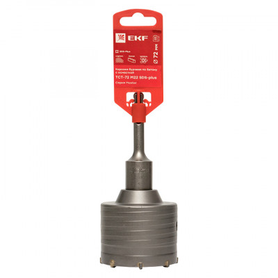 Фотография Коронка буровая по бетону с оснасткой TCT-72 М22 SDS-plus EKF Master, артикул tct-72-m22