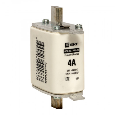 Фотография Плавкая вставка ППН-33 160/  4А габарит 00 EKF PROxima, артикул fus-33/160/4