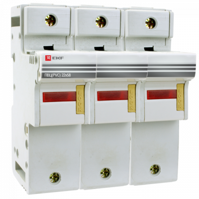 Фотография Предохранитель-разъединитель для ПВЦ 22x58 3P (с индикацией) EKF PROxima, артикул pr-22-58-3