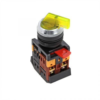 Фотография Переключатель ANLC-22 3P желтый с подсветкой 380В NO+NC EKF PROxima, артикул psw-anlc-3p-o-380