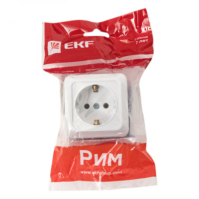 Фотография Рим Розетка 1-местная 16А с заземлением керам. белая EKF, артикул ENR16-028-10C