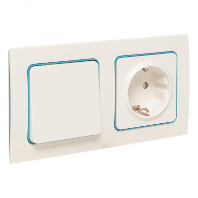 Фотография Стокгольм Рамка 2-местная белая с линией цвета синий EKF PROxima, артикул EXM-G-305-30