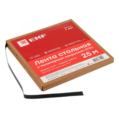 Фотография Лента стальная с полимерным покрытием STEC 12х0,45 (25м.) EKF PROxima, артикул stec-12-045