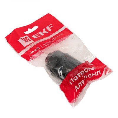 Фотография Патрон карболитовый подвесной Е27 черн. индивидуальный пакет EKF, артикул LHC-E27-s-p