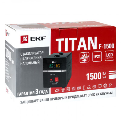 Фотография Стабилизатор напряжения напольный TITAN F-1500 EKF PROxima, артикул stab-f-1500
