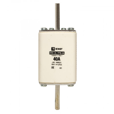 Фотография Плавкая вставка ППН-35 250/ 40А габарит 1 EKF PROxima, артикул fus-35/250/40
