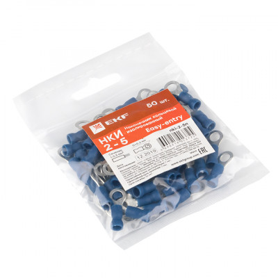 Фотография Наконечник кольцевой изолированный НКИ 2.5-5 (50шт.) EKF PROxima, артикул nki-2-5n