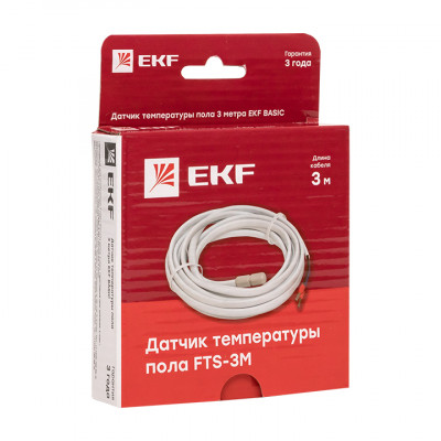 Фотография Датчик температуры пола 3 метра EKF Basic, артикул fts-3m