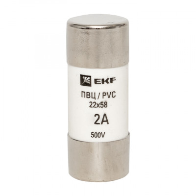 Фотография Плавкая вставка цилиндрическая ПВЦ (22х58)   2А EKF PROxima, артикул pvc-22x58-2
