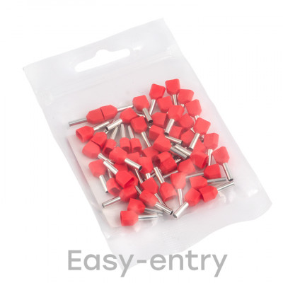 Фотография Наконечник штыревой втулочный изолированный НШвИ(2)  1,0-8 (50шт.) EKF PROxima, артикул nhvi2-1.0-8