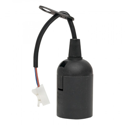 Фотография Патрон Е27 подвесной с клеммной колодкой пласт чер. индивидуальный  пакет  EKF, артикул LHP-E27-b-p