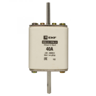 Фотография Плавкая вставка ППН-37 400/40А габарит 2 EKF PROxima, артикул fus-37/400/40