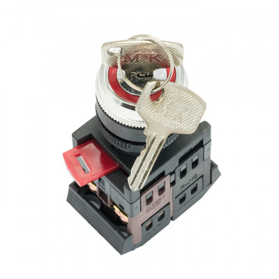 Фотография Переключатель АKS-22 черный c замком возвратный NO+NC EKF PROxima, артикул aks-22