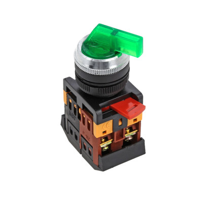 Фотография Переключатель ANLC-22 2P зеленый с подсветкой 380В NO+NC EKF PROxima, артикул psw-anlc-2p-g-380