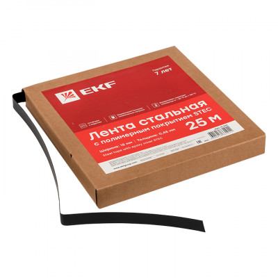 Фотография Лента стальная с полимерным покрытием STEC 15х0,45 (25м.) EKF PROxima, артикул stec-15-045
