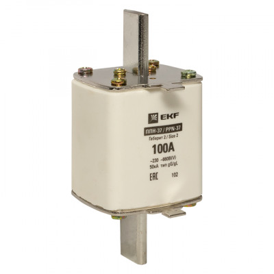 Фотография Плавкая вставка ППН-37 400/100А габарит 2 EKF PROxima, артикул fus-37/400/100