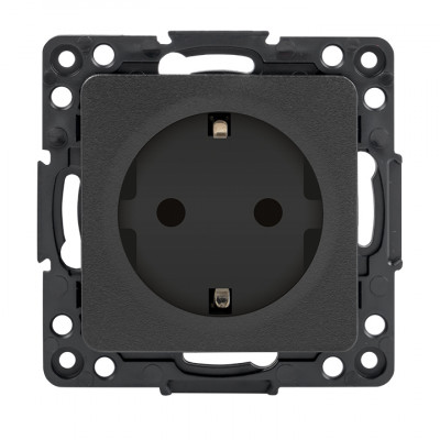 Фотография Стокгольм Механизм Розетки 1-местной с/з 16А черный с защ. штор. EKF PROxima, артикул EZR16-028-10