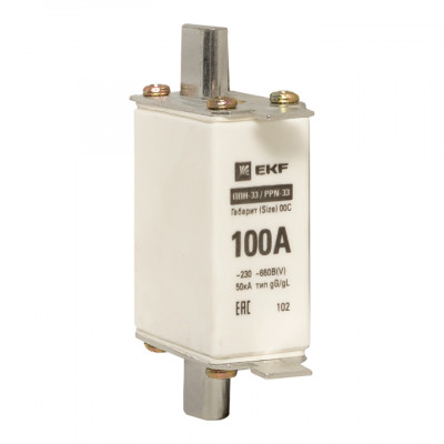 Фотография Плавкая вставка ППН-33 100/100А габарит 00С EKF PROxima, артикул fus-33/100