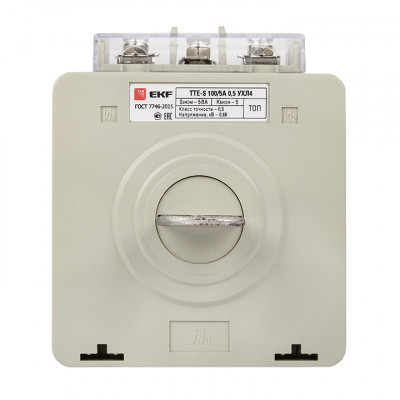 Фотография Трансформатор тока ТТЕ-A-100/5А с клеммой напряжения класс точности 0,5 EKF PROxima, артикул tte-S-100