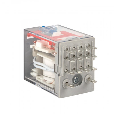 Фотография Реле промежуточное с кнопкой и мех. Индикацией RPAt 22/4 5A 24В DC EKF AVERES, артикул rpat-22-4-24DC