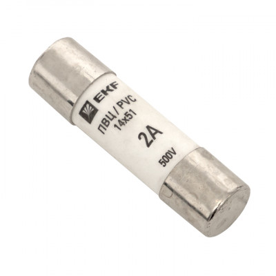 Фотография Плавкая вставка цилиндрическая ПВЦ (14х51)   2А EKF PROxima, артикул pvc-14x51-2