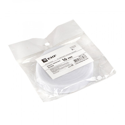 Фотография Хомут-липучка 16 мм (5м ролл) белый EKF PROxima, артикул hlft-1-w