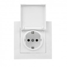Валенсия розетка 1-местная с/з 16А белая с крышкой и защ. штор. IP44 EKF PROxima