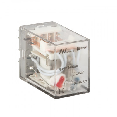 Фотография Реле промежуточное RPA 22/4 5A 230В AC EKF AVERES, артикул rpa-22-4-230AC