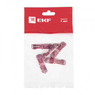 Фотография Ответвитель прокалывающий  ОВ-T 1  0.25-1.0 мм2 красный (5шт) EKF PROxima, артикул plc-ovt-0.25-1.0r