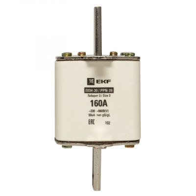 Фотография Плавкая вставка ППН-39 630/160А габарит 3 EKF PROxima, артикул fus-39/630/160