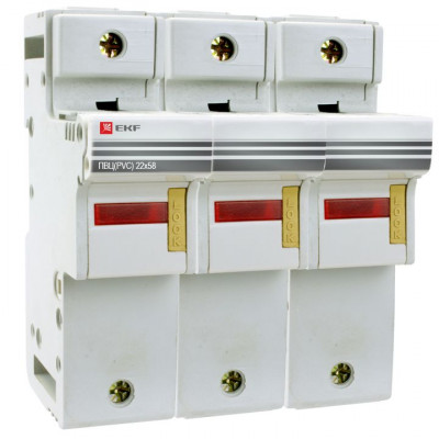 Фотография Предохранитель-разъединитель для ПВЦ 22x58 3P (с индикацией) EKF PROxima, артикул pr-22-58-3