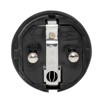 Фотография Вилка прямая каучуковая 230В, 2P+PE, 16A, IP44 EKF, артикул RPS-011-16-230-44