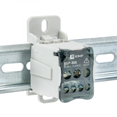 Фотография Блок распределительный КБР на DIN-рейку и монтажную панель  80A EKF PROxima, артикул plc-kbr80