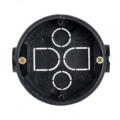 Фотография Коробка установочная приборная КМТ-010-044 со стыковочными узлами и саморезами для твердых стен (71х42) розничный стикер EKF PROxima, артикул plc-kmt-010-044-r