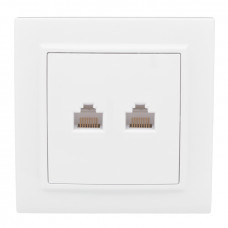 Розетка RJ-45 2-местная СП Минск  белая EKF
