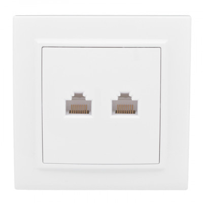 Фотография Розетка RJ-45 2-местная СП Минск  белая EKF, артикул ERK02-035-10