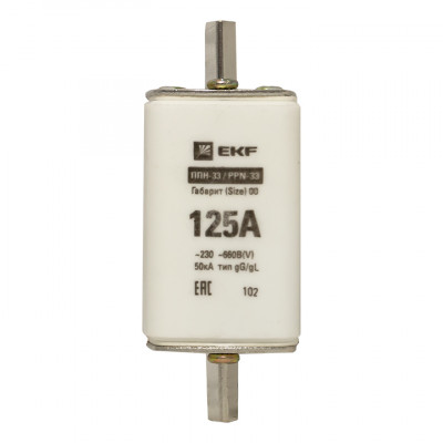 Фотография Плавкая вставка ППН-33 160/125А габарит 00 EKF PROxima, артикул fus-33/160/125
