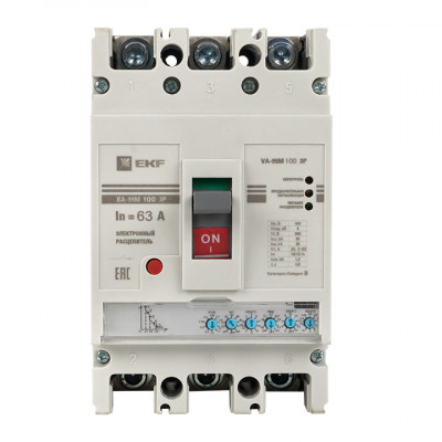 Фотография Выключатель автоматический ВА-99М  100/ 63А 3P 50кА с электронным расцепителем EKF PROxima, артикул mccb99-100-63me