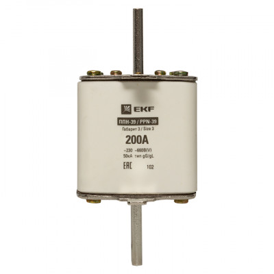 Фотография Плавкая вставка ППН-39 630/200А габарит 3 EKF PROxima, артикул fus-39/630/200