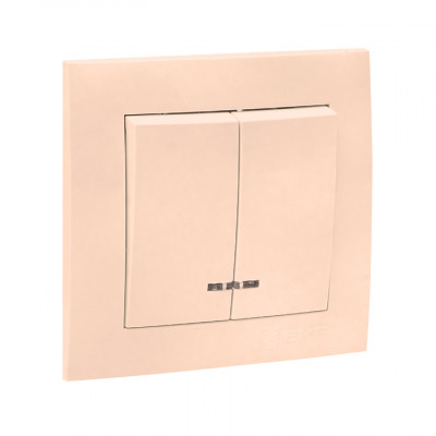 Фотография Валенсия выключатель 2-кл. 10А кремовый с индикатором EKF PROxima, артикул EWV10-123-20